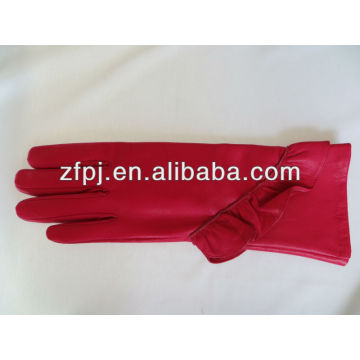 Damen High Grade Red Mid-Long polierte Lederhandschuhe